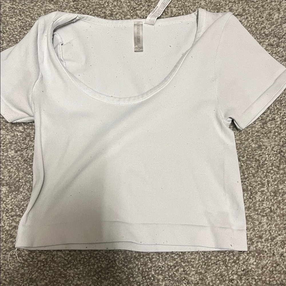 Light Gray Short Sleeve Crop Top